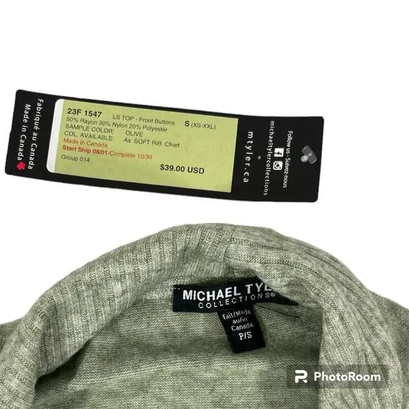 Nwt MICHAEL TYLER Green Long Sleeve Button Sweater Top Blouse Soft New Sz Ps - Picture 9 of 10